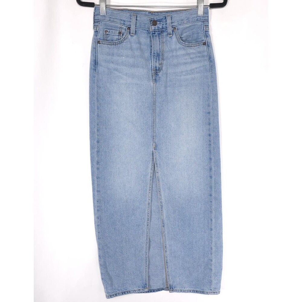LEVIS PREMIUM Womens Denim Skirt Maxi W23 100% Cotton Casual A7512-0000 Big E
